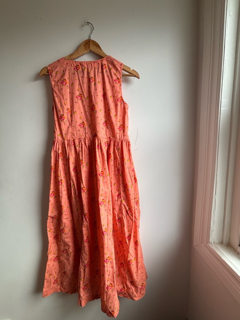 NWT April Cornell Coral Pink Floral Sleeveless Midi Dress - Picture 2 of 4